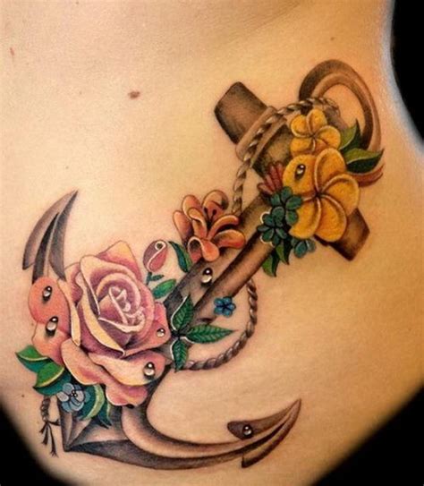 anchor tattoos with roses|cute anchor tattoo designs.